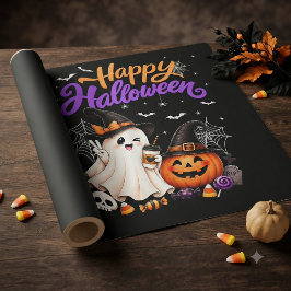 ハッピー ハロウィン かわいい おばけ パンプキン スプーキー ラッピングペーパー