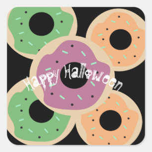 ハッピー ハロウィン かわいい ドーナツ パーティーグッズ スクエアシール
