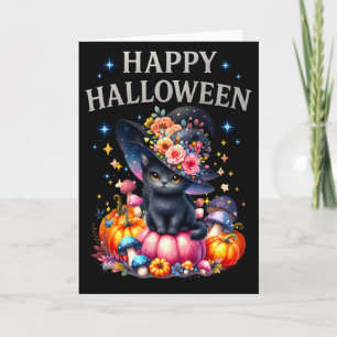ハッピー ハロウィン かわいい 猫 グリーティング カード