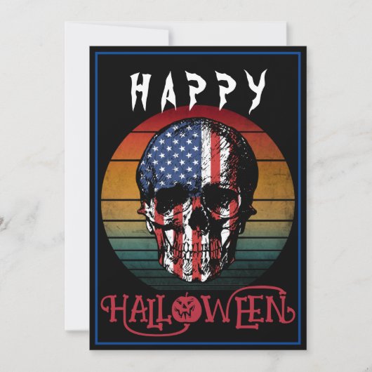 ハッピー ハロウィン イベント アメリカ スカル ヴィンテージ 招待状 (正面)