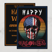 ハッピー ハロウィン イベント アメリカ スカル ヴィンテージ 招待状 (正面/裏面)