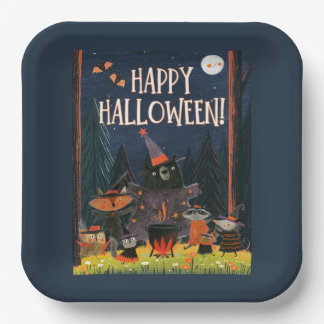 ハッピー ハロウィン ウッドランド ウィッチ ペーパープレート