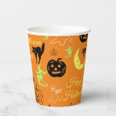 ハッピー ハロウィン オレンジ柄 紙コップ (裏面)