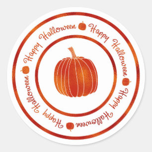 ハッピー ハロウィン & オレンジ色のカボチャ グランジ トレンディ ラウンドシール