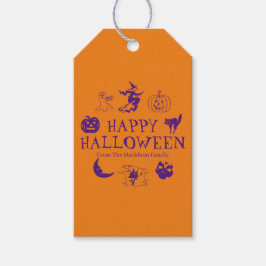 ハッピー ハロウィン カスタム 名前 オレンジ パープル 怖い ギフトタグ
