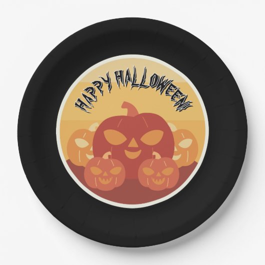 ハッピー ハロウィン！カボチャの紙皿 ペーパープレート (正面)
