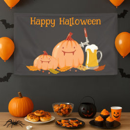 ハッピー ハロウィン カボチャ & ビール バナー 横断幕