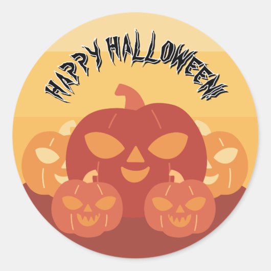 ハッピー ハロウィン！カボチャ ラウンドシール (正面)