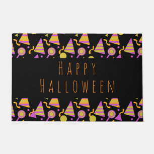 ハッピー ハロウィン キャンディ ネオン パターン ドアマット