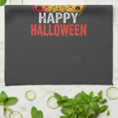 ハッピー ハロウィン クモの巣 ベクター デザイン キッチンタオル (折り畳み)