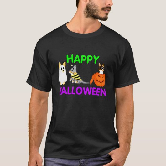 ハッピー ハロウィン コーギー Tシャツ (正面)