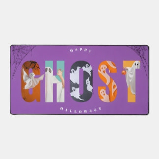 ハッピー ハロウィン ゴースト スプーキー かわいい パープル ゲーマー デスクマット