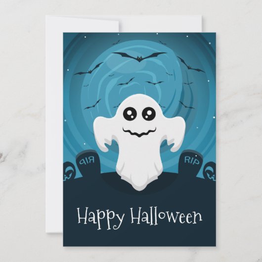 ハッピー ハロウィン ゴースト ホリデー カード (正面)