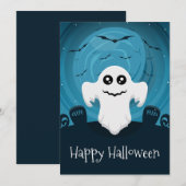 ハッピー ハロウィン ゴースト ホリデー カード (正面/裏面)