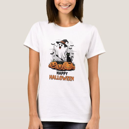 ハッピー ハロウィン ゴースト Tシャツ (正面)