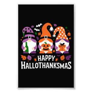 ハッピー ハロウィン＋サンクスギビング＋クリスマスのノーム好き メリークリスマス フォトプリント           