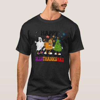 ハッピー ハロウィン+サンクスギビング+クリスマス ハロウィン サンクスギビング クリスマス Tシャツ