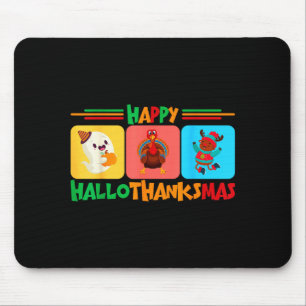 ハッピー ハロウィン+サンクスギビング+クリスマス マウスパッド