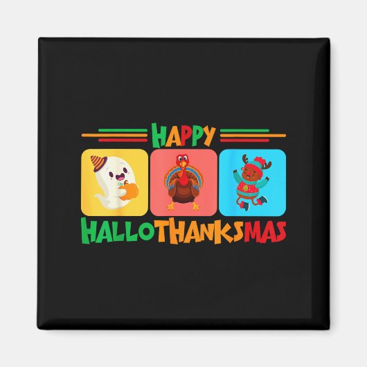 ハッピー ハロウィン+サンクスギビング+クリスマス マグネット (正面)