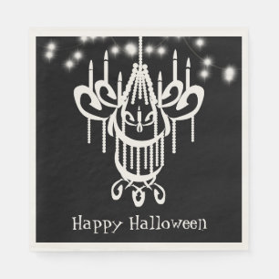 ハッピー ハロウィン シャンデリア 黒と白 スタンダードランチョンナプキン