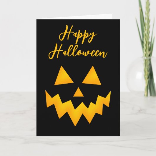 ハッピー ハロウィン ジャック オー ランタン かぼちゃの顔 カード (正面)