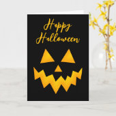 ハッピー ハロウィン ジャック オー ランタン かぼちゃの顔 カード (黄色い花)