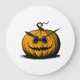 ハッピー ハロウィン ジャック オー ランタン 大人用 ナチュラル ラージ壁時計