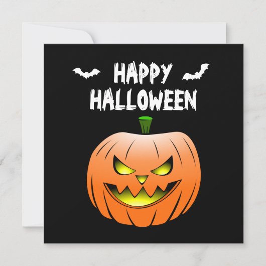 ハッピー ハロウィン ジャック オ ランタン パンプキン 招待状 (正面)