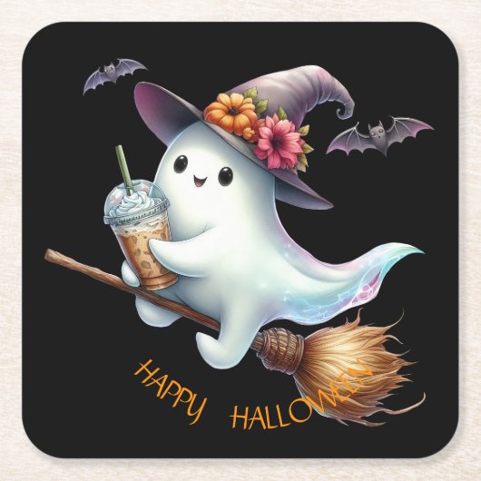 ハッピー ハロウィン スクエアペーパーコースター (正面)