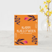 ハッピー ハロウィン スネーク オレンジ カスタマイズ カード (黄色い花)