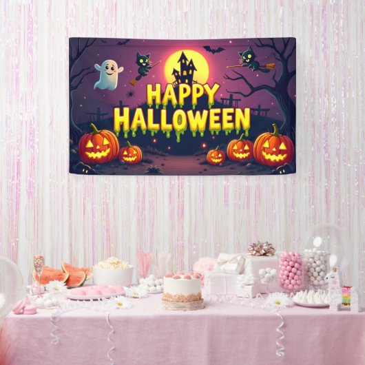 ハッピー ハロウィン スプーキー キュート 横断幕 (パーティー)