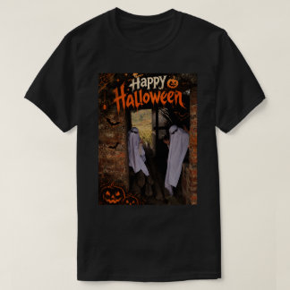 ハッピー ハロウィン - スプーキー ゴースト ハウンテッド ハウス Tシャツ