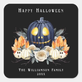 ハッピー ハロウィン スプーキー サウィン パンプキン クリスタル スクエアシール