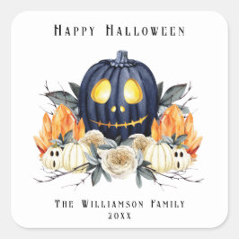 ハッピー ハロウィン スプーキー サウィン パンプキン クリスタル スクエアシール