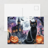 ハッピー ハロウィン スプーキー ブラック キャット ポストカード (正面/裏面)