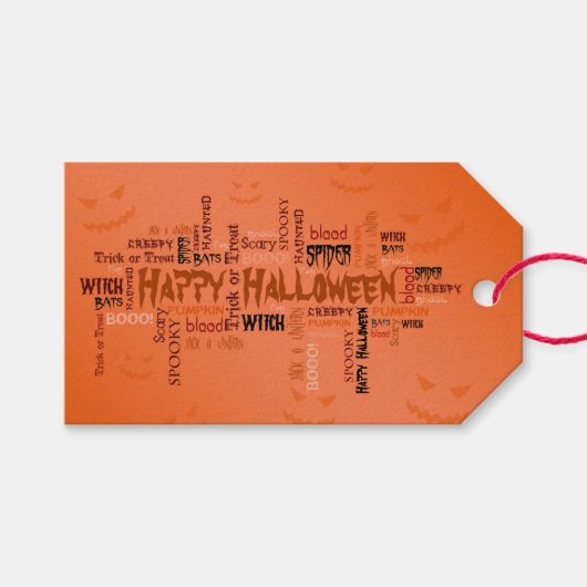 ハッピー ハロウィン タイポグラフィ ギフトタグ (正面(横))