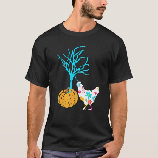 ハッピー ハロウィン チキン と パンプキン Tシャツ (正面)