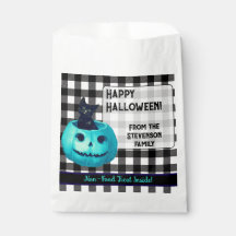 ハッピー ハロウィン ティール パンプキン チェック