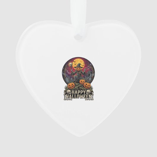 ハッピー ハロウィン パンプキン ウィザード 墓場 満月 オーナメント (正面)