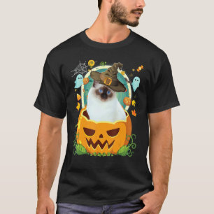 ハッピー ハロウィン パンプキン ビルマン 猫 魔女 かわいい 帽子 Tシャツ