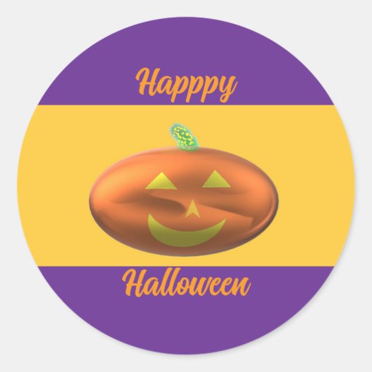 ハッピー ハロウィン パンプキン ラウンドシール (正面)