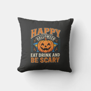 ハッピー ハロウィン パンプキン 食べる 飲む お化け_1 クッション