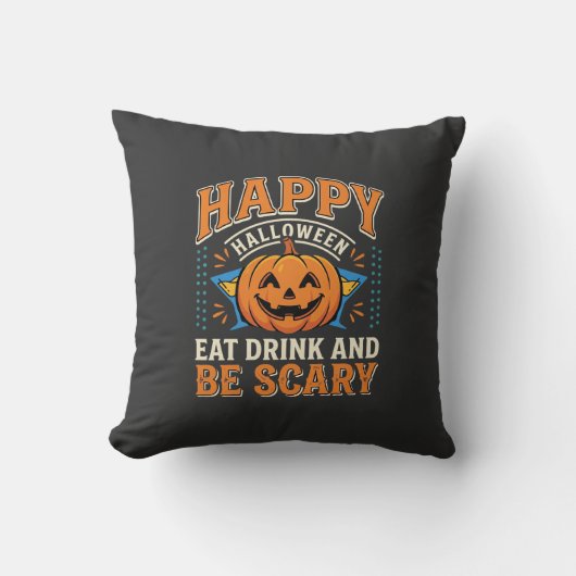 ハッピー ハロウィン パンプキン 食べる 飲む お化け_1 クッション (正面)