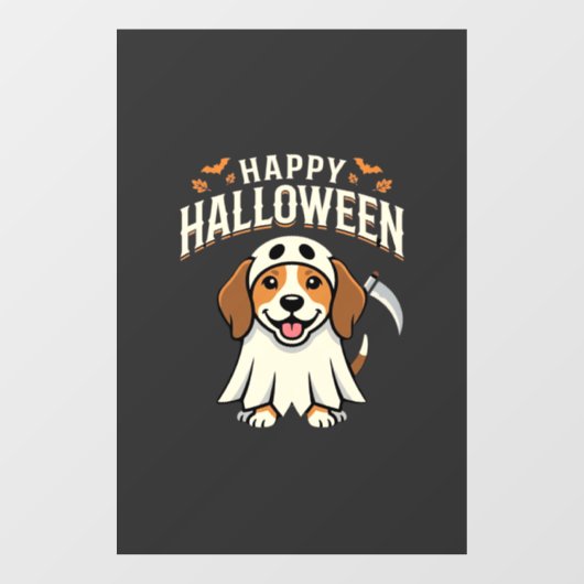 ハッピー ハロウィン ビーグル 犬 デザイン_1 ウィンドウサイン (シート)