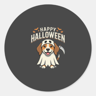 ハッピー ハロウィン ビーグル 犬 デザイン_1 ラウンドシール