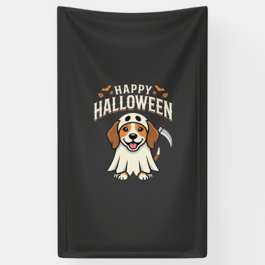 ハッピー ハロウィン ビーグル 犬 デザイン_1 横断幕 (縦)