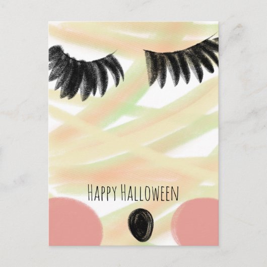 ハッピー ハロウィン ミイラ 落書き 手描き サンクスカード ポストカード (正面)