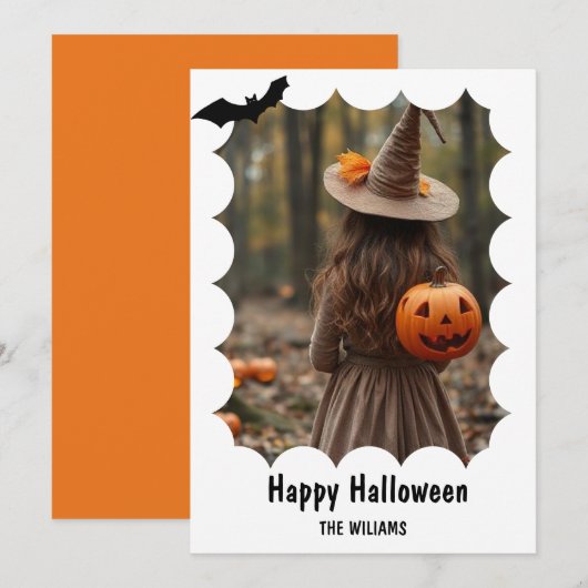 ハッピー ハロウィン モダン ワン フォト シーズンカード (正面/裏面)