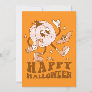 ハッピー ハロウィン レトロ ポルカ ドット パンプキン カード