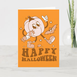 ハッピー ハロウィン レトロ ポルカ ドット パンプキン カード